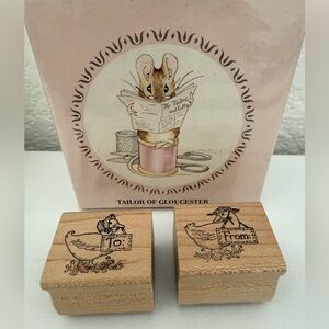 Beatrix Potter Tailor of Gloucester 1976 Vtg Mini Puzzle & Two Rubber Stamps